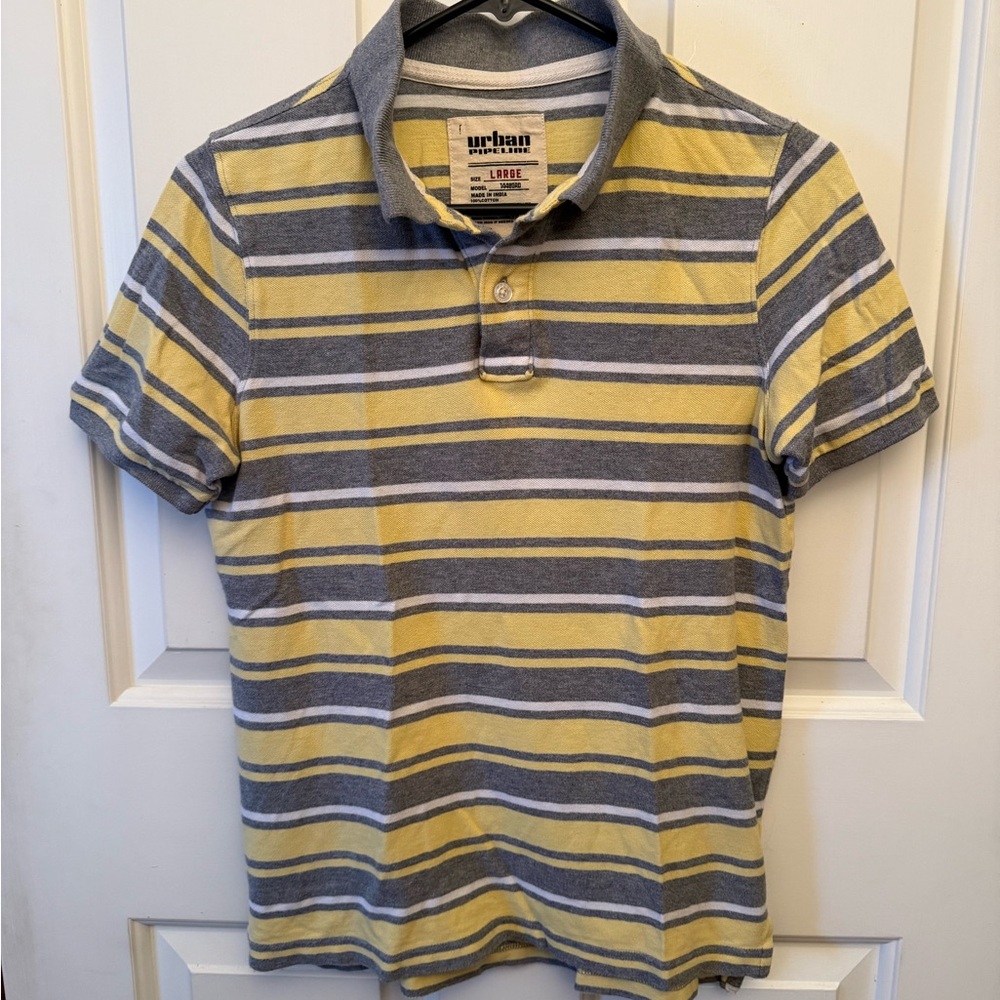 Urban Pipeline Gray and Yellow Striped Shirt